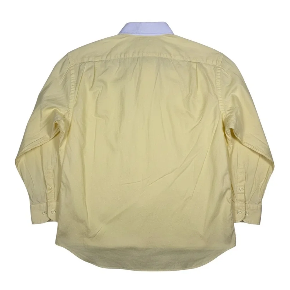 Polo Ralph Lauren Button Down Shirt Men 17 XL Yellow Philip Contrast Collar Prep